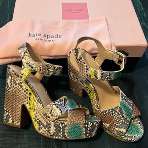 Kate Spade Grace Leather Animal Snake Print Platform Heels Shoes NIB sz 7 NEW!